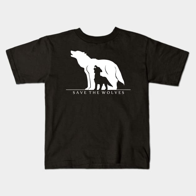 Save the Wolves (Black) Kids T-Shirt by SakuraDragon